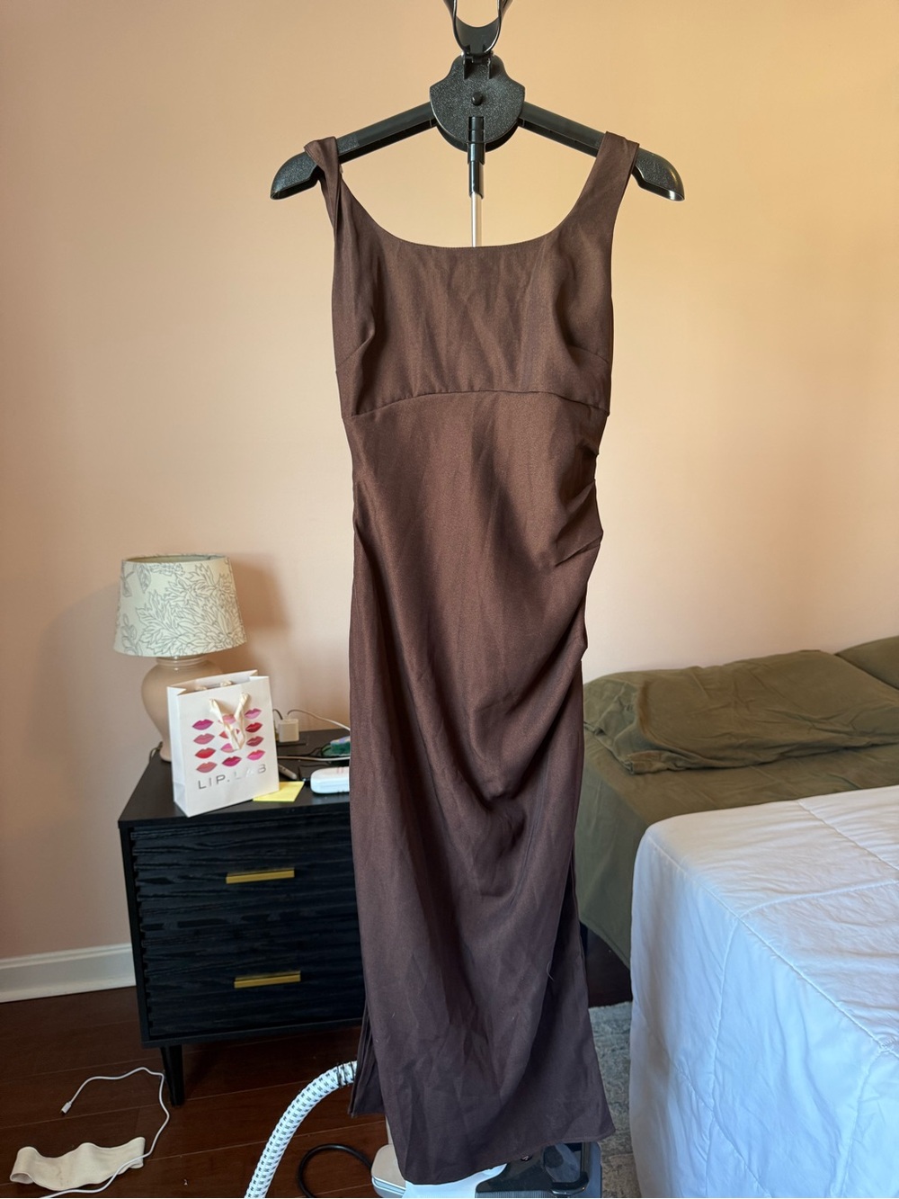 Cider Brown Sleeveless Maxi Dress with Square Neck